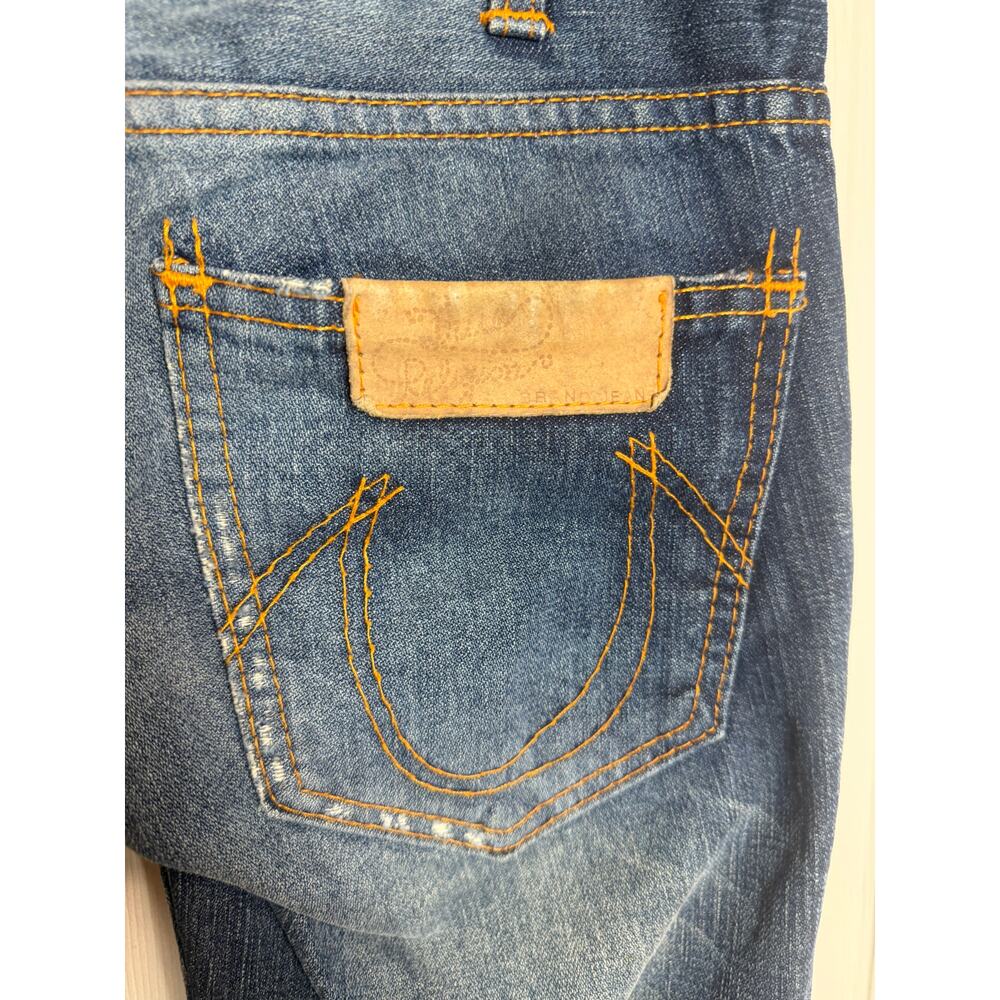 True Religion Joey Flare Jeans Size 26 Made USA Low Rise Distressed Cotton EUC - Picture 8 of 11